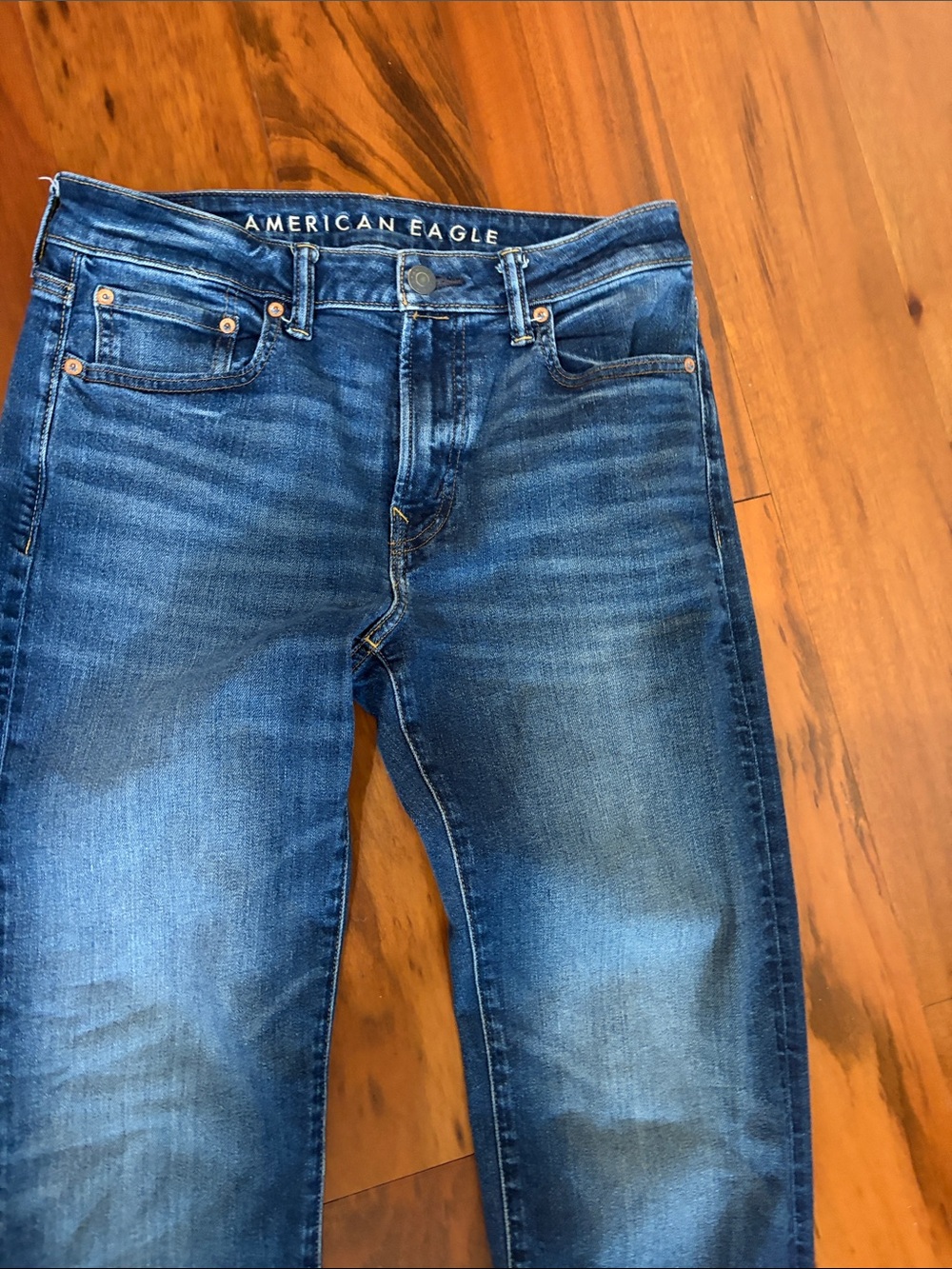 American Eagle Outfitters Men's Dark Blue Slim Straight Jeans